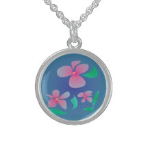Hübsche rosa Blumen > niedliche Silverplated Halsk