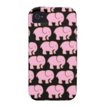 Hübsche rosa niedliche Elefanten auf Schwarzem Vibe iPhone 4 Cover