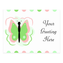 Hübsche rosa und grüne Schmetterlings-Postkarte