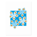 Hübscher Blumenentwurf, Blau, Orange und Weiß Postkarten