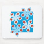 Hübscher Blumenentwurf, Blau, Rot und Weiß Mousepad