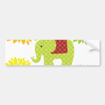 Hübscher bunter Hippie-Elefant-Blumen-Power Autoaufkleber