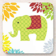 Hübscher bunter Hippie-Elefant-Blumen-Power Untersetzer