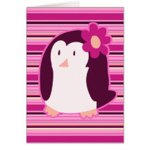 Hübscher rosa Penguin Karte