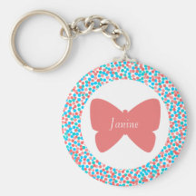 Hübscher rosa Schmetterling Janine punktiert Keych Schlüsselanhänger