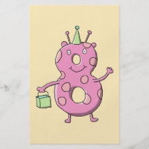 Hübsches Rosa-8. Geburtstags-Cartoon-Monster Flyer Druck