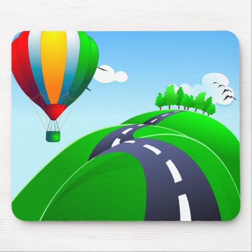 Hügelige Straße mit Ballonen, mousepad