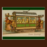 Hühner auf Laufkatze-Auto Vintages Ostern postkarten