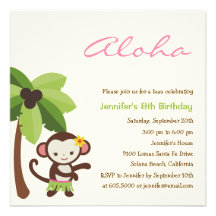 Hula Affe Luau Party Einladung