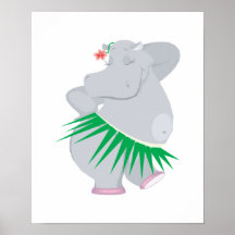 hula Flusspferd Plakatdruck
