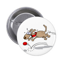 Hund, der einen roten Ball jagt buttons