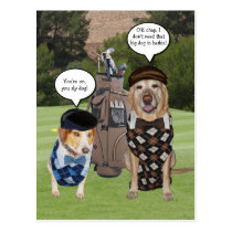 Hunde auf dem Golfplatz postkarten
