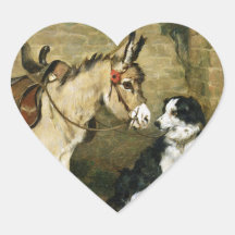 Hunde-u. Esel-Tierfreunde - Vintage Kunst durch Em Aufkleber