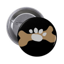 Hundeknochen u. Tatzen-Druck Anstecknadelbuttons