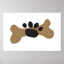 Hundeknochen u. Tatzen-Druck Plakat