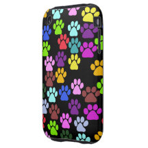 Hundetatzen-HinterPawprints rotes blaues Grün-Gelb Tough iPhone 3 Hülle