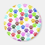 Hundetatzen-HinterPawprints rotes blaues Grün-Gelb Kühlschrankmagnet