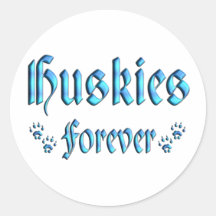 Huskies für immer runder sticker
