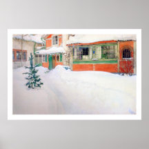 Hütte Karls Larsson im Schnee-feine Kunst-Druck Posterdrucke