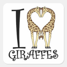 I Herz-Giraffen Quadrataufkleber