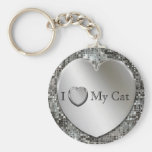 I Herz mein Katzen-Silber-Herz Keychain Schlüsselband