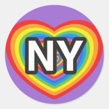 I Herz New York. I Liebe New York. NYC Regenbogen Runder Aufkleber