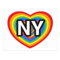 I Herz New York. I Liebe New York. NYC Regenbogen postkarten