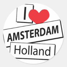 I Liebe Amsterdam Holland Runder Aufkleber