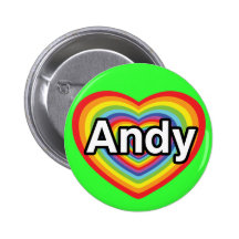 I Liebe Andy, Regenbogenherz Buttons