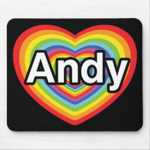 I Liebe Andy, Regenbogenherz Mauspad