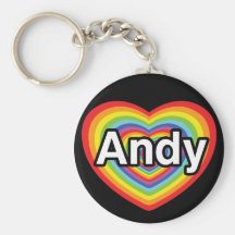 I Liebe Andy, Regenbogenherz Schlüsselanhänger