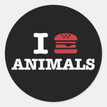 I Liebe animals2 Runde Aufkleber