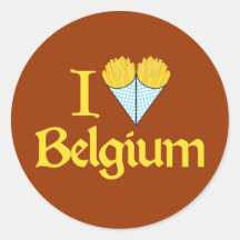 I Liebe Belgien Runder Sticker