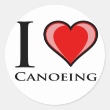 I Liebe Canoeing Runde Aufkleber