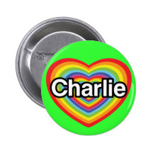 I Liebe Charlie: Regenbogenherz Button