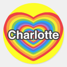I Liebe Charlotte. Liebe I Sie Charlotte. Herz Runder Aufkleber