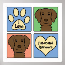 I Liebe-Flach-Überzogene Retriever Plakatdruck