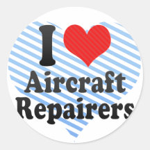 I Liebe-Flugzeug-Reparaturhauer Runde Aufkleber