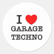 I Liebe-Garage Techno Runde Aufkleber