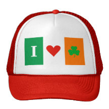 I Liebe-Herz-Kleeblatt-Irland-Flaggen-Hut Netz Caps