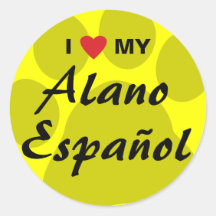 I Liebe (Herz) mein Alano Espanol Runder Aufkleber