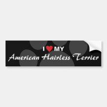 I Liebe (Herz) mein amerikanischer unbehaarter Ter Auto Aufkleber