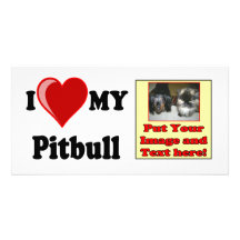 I Liebe (Herz) mein Pitbull Hund Photokartenvorlage