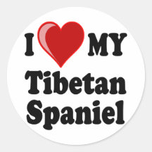 I Liebe (Herz) mein tibetanischer Spaniel-Hund Aufkleber