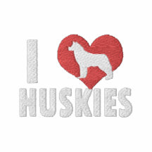 I Liebe-Huskies-Damen dunkel Besticktes Polo