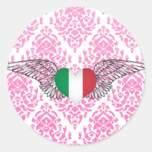 I Liebe Italien - Flügel Runder Aufkleber