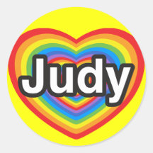 I Liebe Judy. Liebe I Sie Judy. Herz Runde Aufkleber
