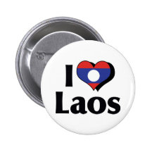 I Liebe-Laos-Flagge Button