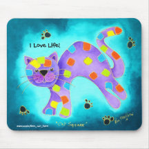 I Liebe-Leben! - Herrliches Aqua-glückliche Katze Mousepad
