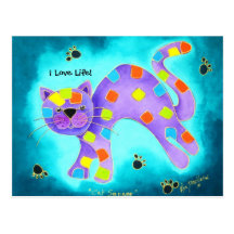 I Liebe-Leben! - Herrliches Aqua-glückliche Katze Postkarte